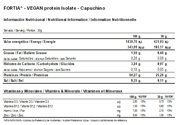 Info. Nutri. VeganProteinCapuchino